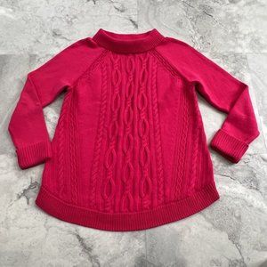 Talbots Bright Hot Pink Sweater Turtleneck Size Large L 100% Cotton‎